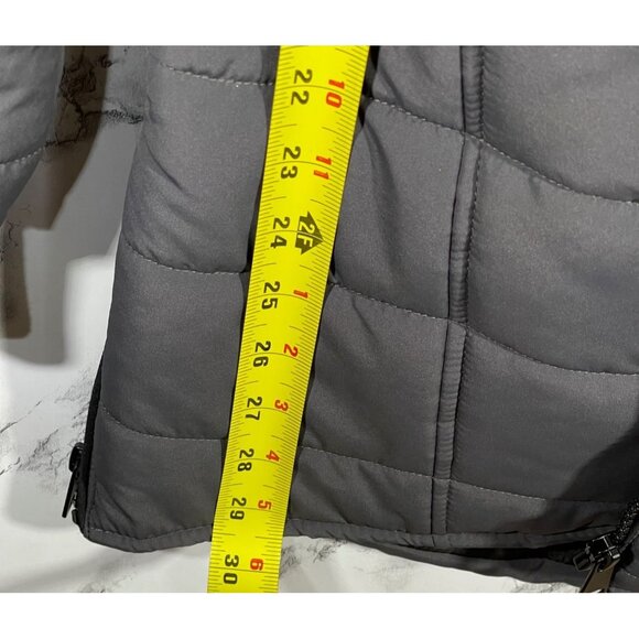 Maralyn & Me Womens Juniors Long Puffer Coat With Faux Fur Hood & Side Zippers - Picture 8 of 12